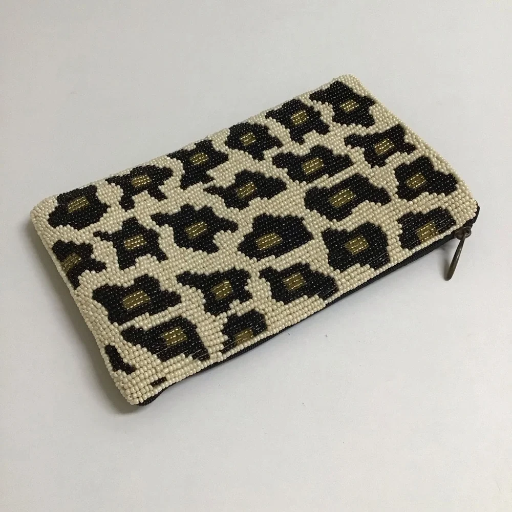 Beaded Leopard Crossbody Club Bag Wristlet Clutch Purse Wallet Bamboo Trading Co